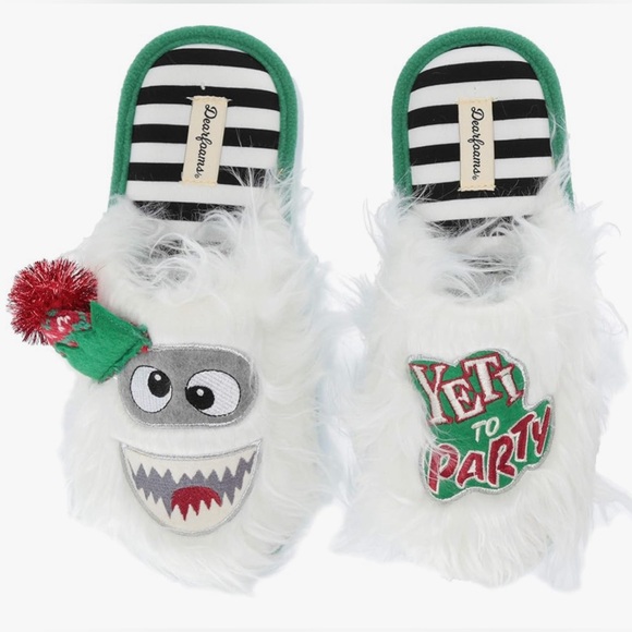 NIB Dearfoams Unisex's Holiday Yeti Character Ugly Sweater Slipper - Picture 1 of 9